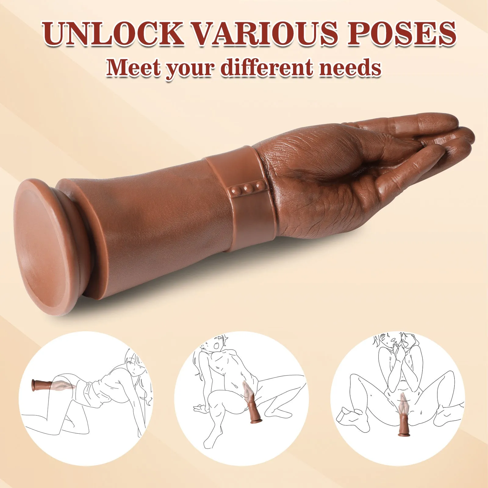 11 Inch Realistic Hand Dildo with Strong Suction Cup
