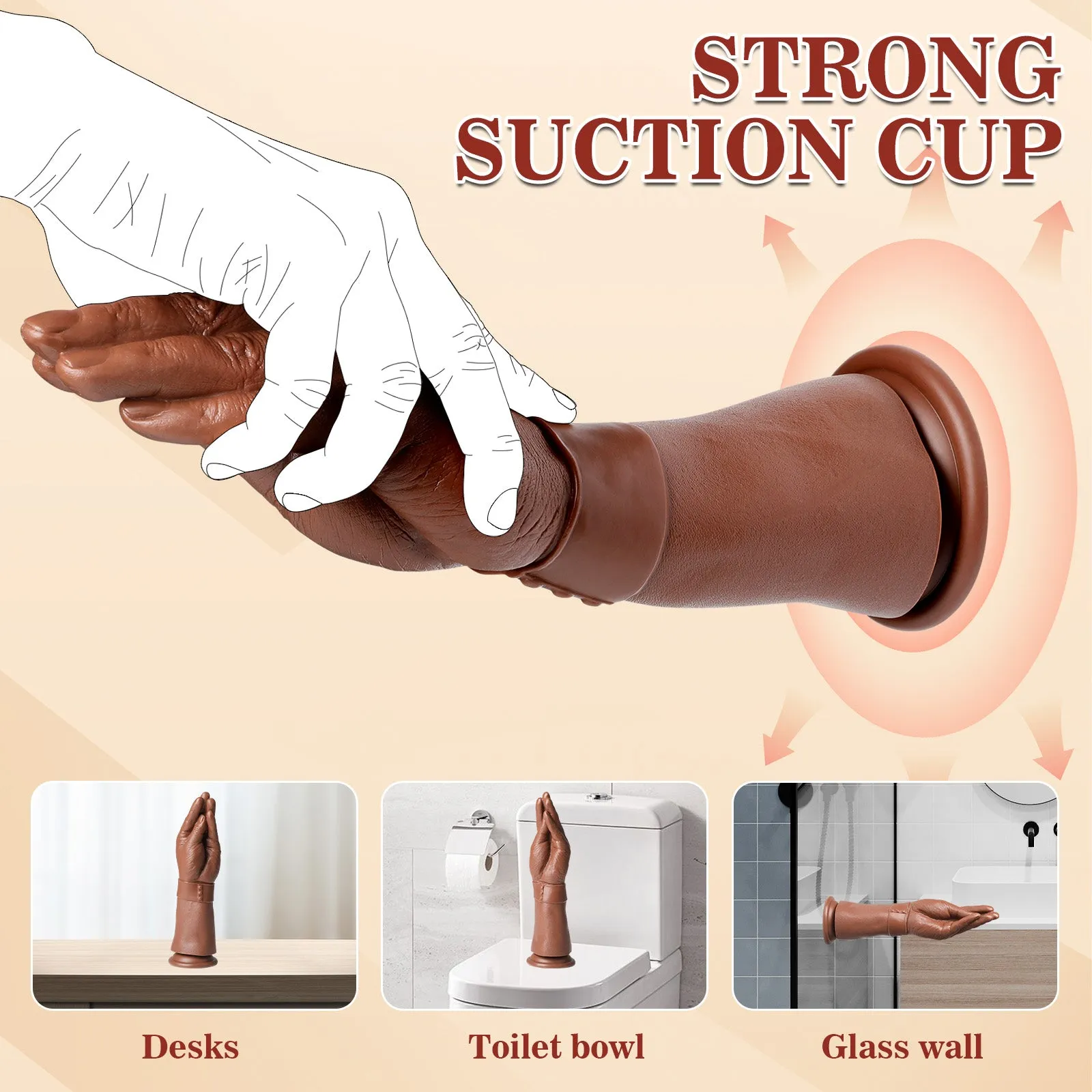 11 Inch Realistic Hand Dildo with Strong Suction Cup