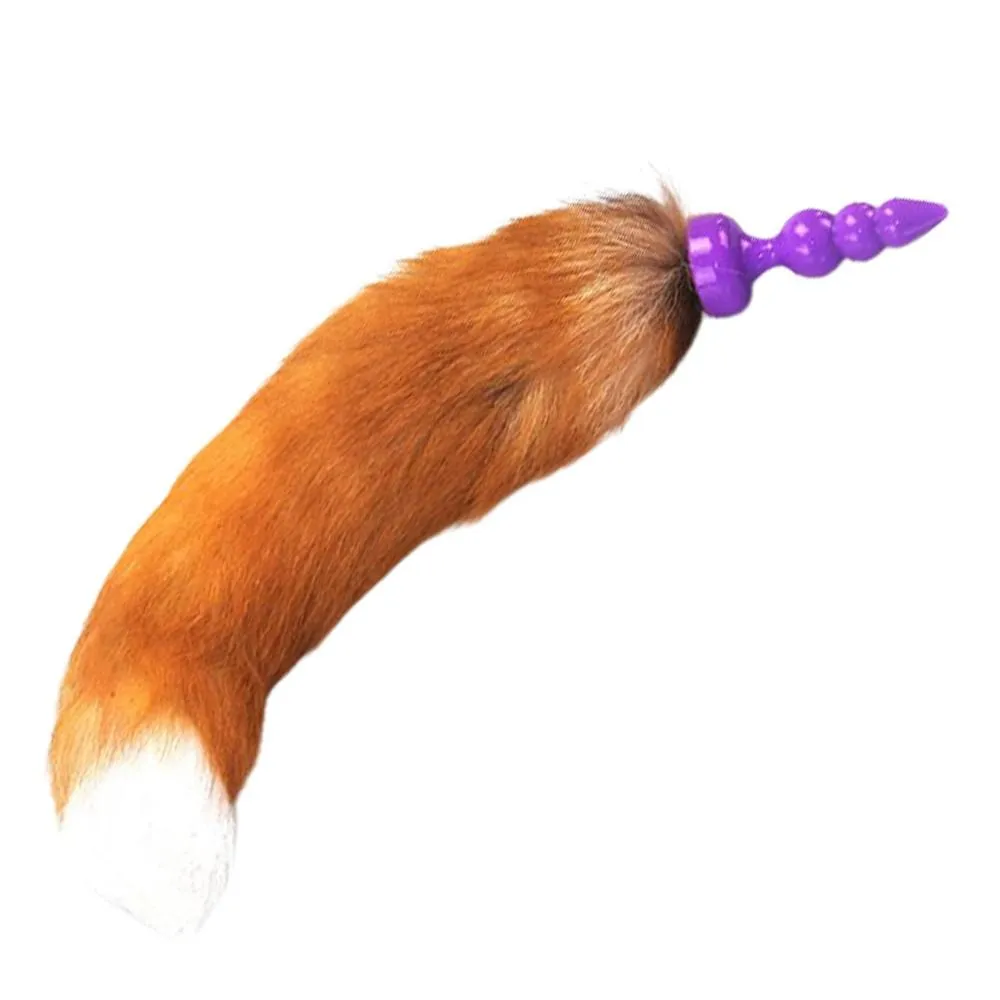 16 Orange Brown Cat Tail Silicone Plug