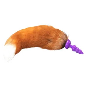 16 Orange Brown Cat Tail Silicone Plug