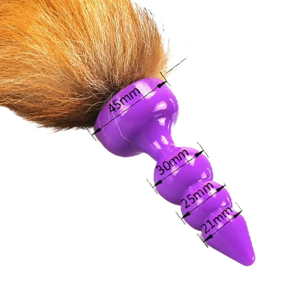 16 Orange Brown Cat Tail Silicone Plug