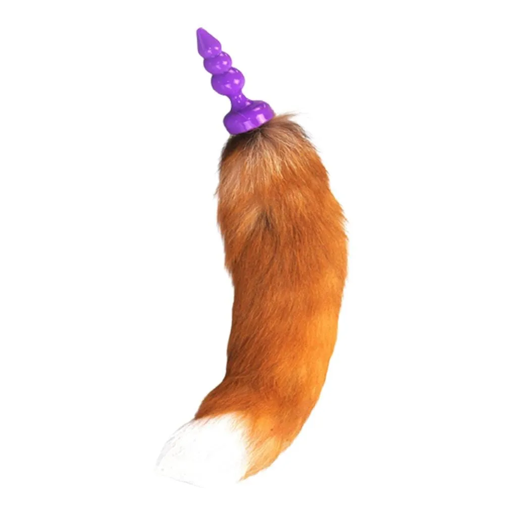 16 Orange Brown Cat Tail Silicone Plug