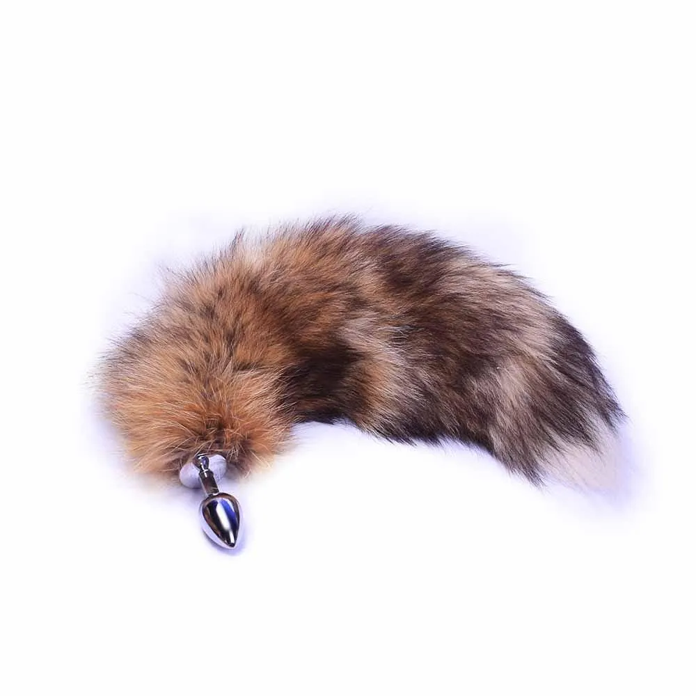 16 Tail Brown Fox 3 Stainless steel Butt Plug sizes available