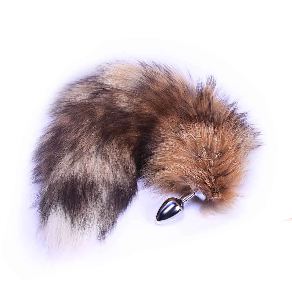 16 Tail Brown Fox 3 Stainless steel Butt Plug sizes available