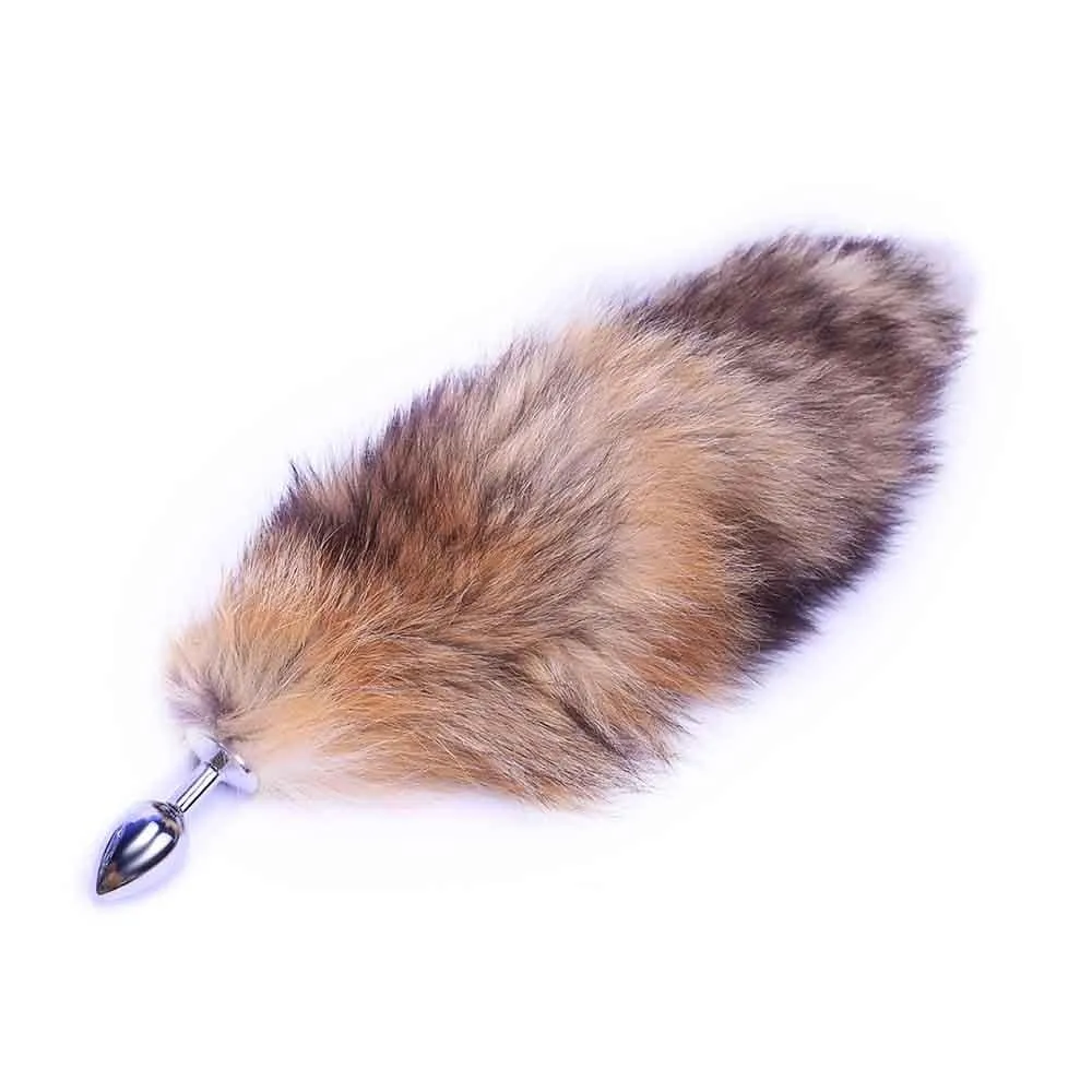 16 Tail Brown Fox 3 Stainless steel Butt Plug sizes available
