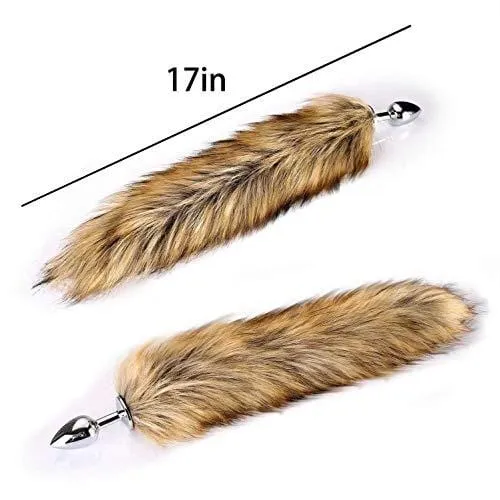 17 Brown Fox Tail 3 Stainless steel Plug sizes available