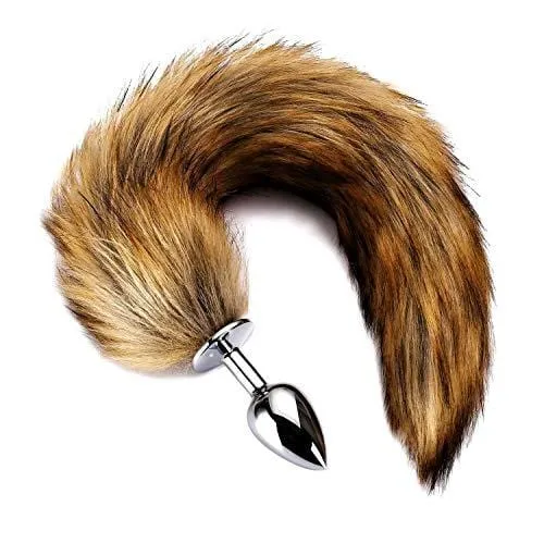 17 Brown Fox Tail 3 Stainless steel Plug sizes available