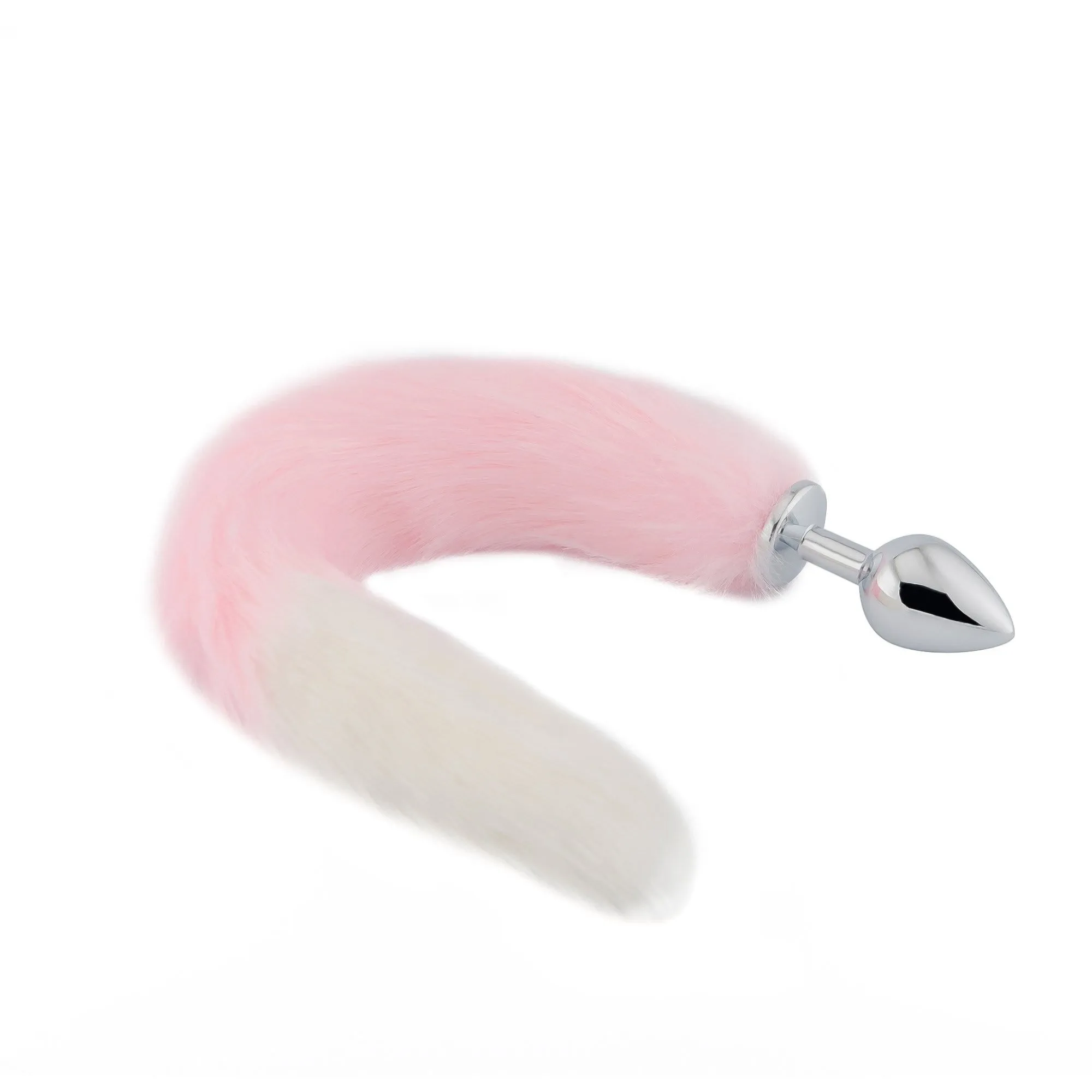 18 Pink with White Fox Tail Plug