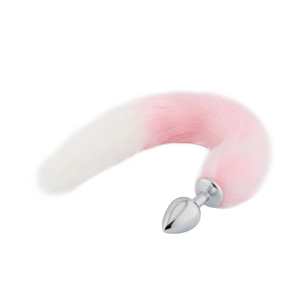 18 Pink with White Fox Tail Plug