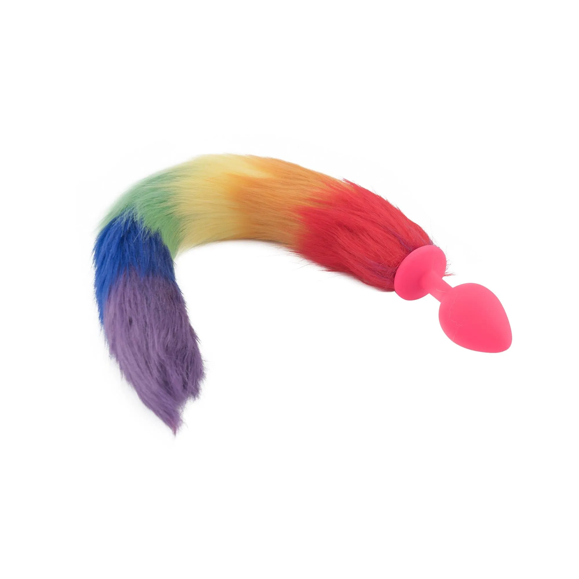 18 Rainbow Colored Fox Tail Silicone Plug
