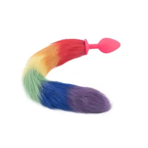 18 Rainbow Colored Fox Tail Silicone Plug