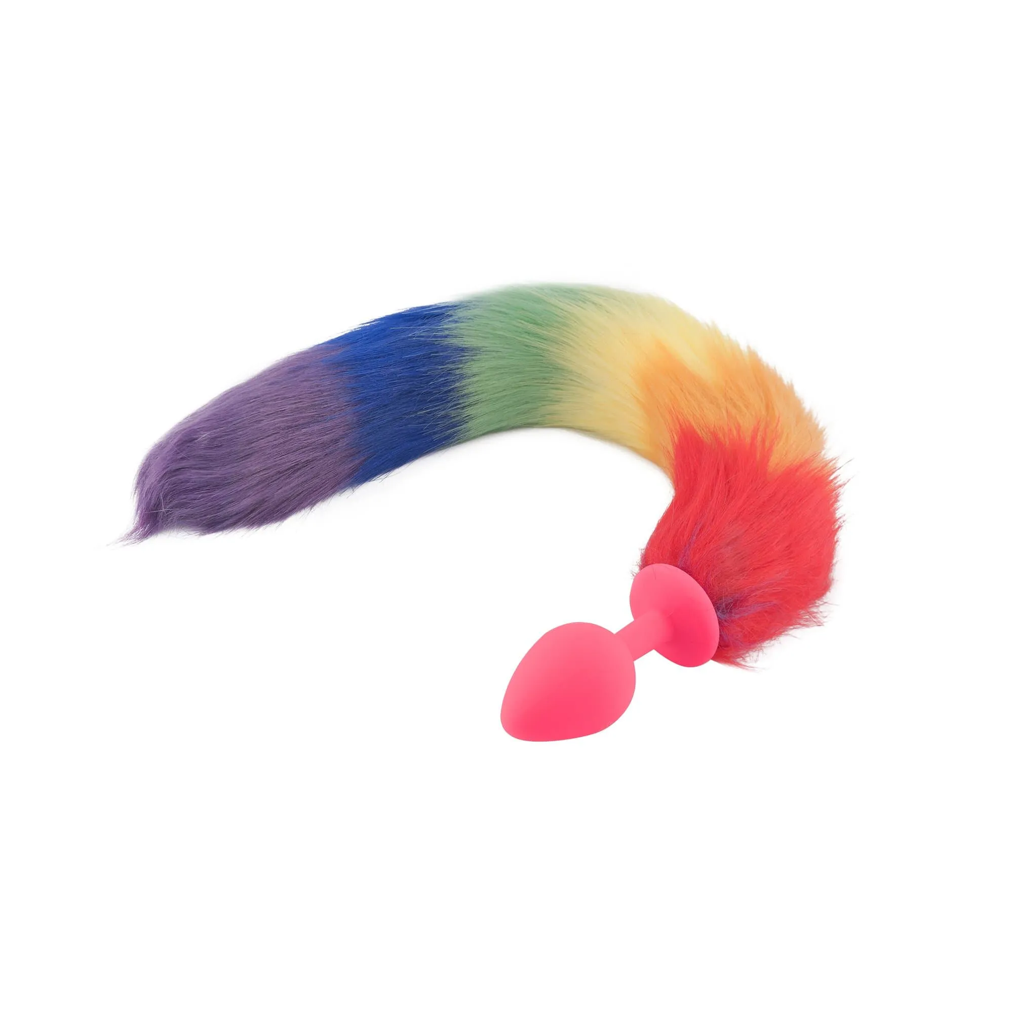 18 Rainbow Colored Fox Tail Silicone Plug