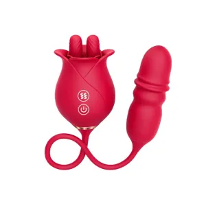 3 in1 Dual Tongue Licking Stimulation Insertable Rose Toy