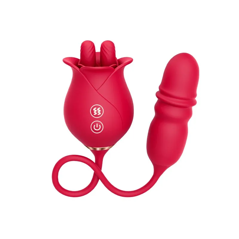 3 in1 Dual Tongue Licking Stimulation Insertable Rose Toy