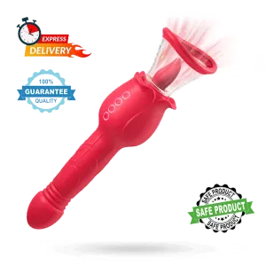 4 in 1 Rose Sucking & Thrusting Clitoral Stimulator with 2 Cups