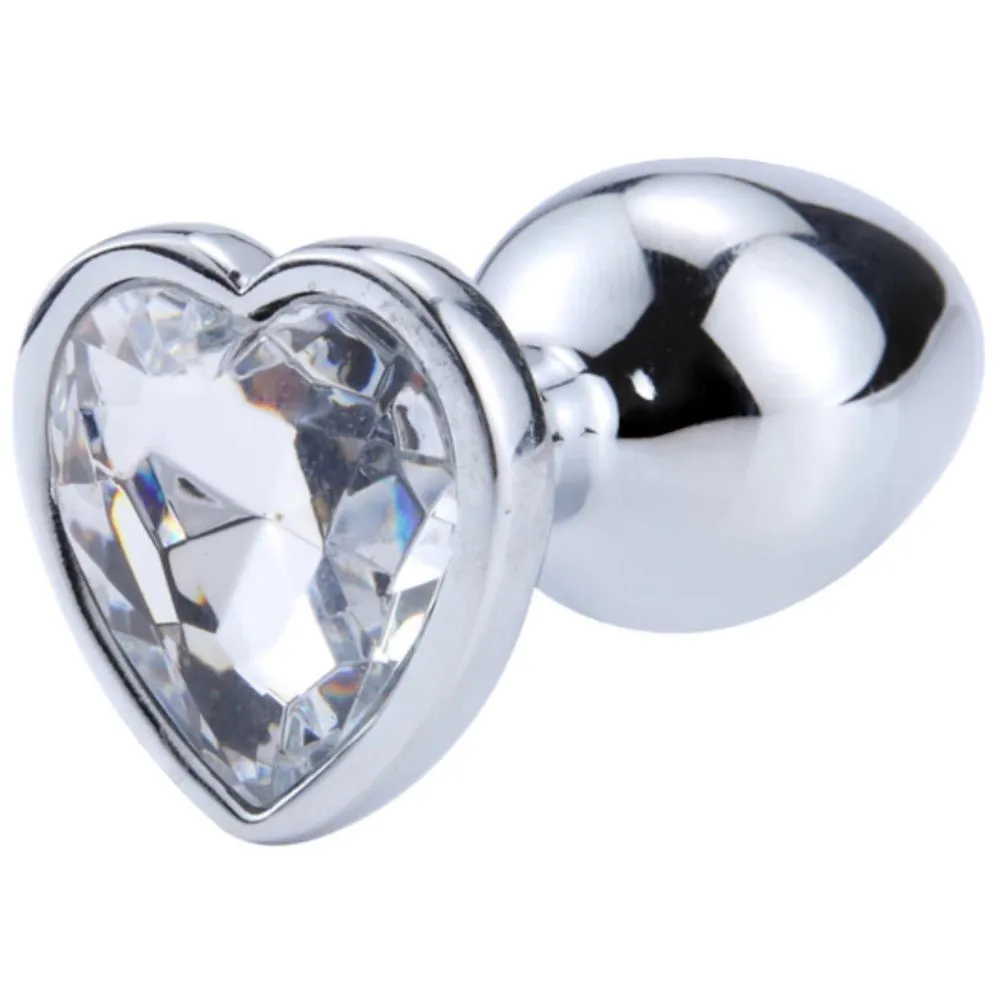7 Colors Jeweled 3 Chrome-Plated Heart-Shaped Steel Plug