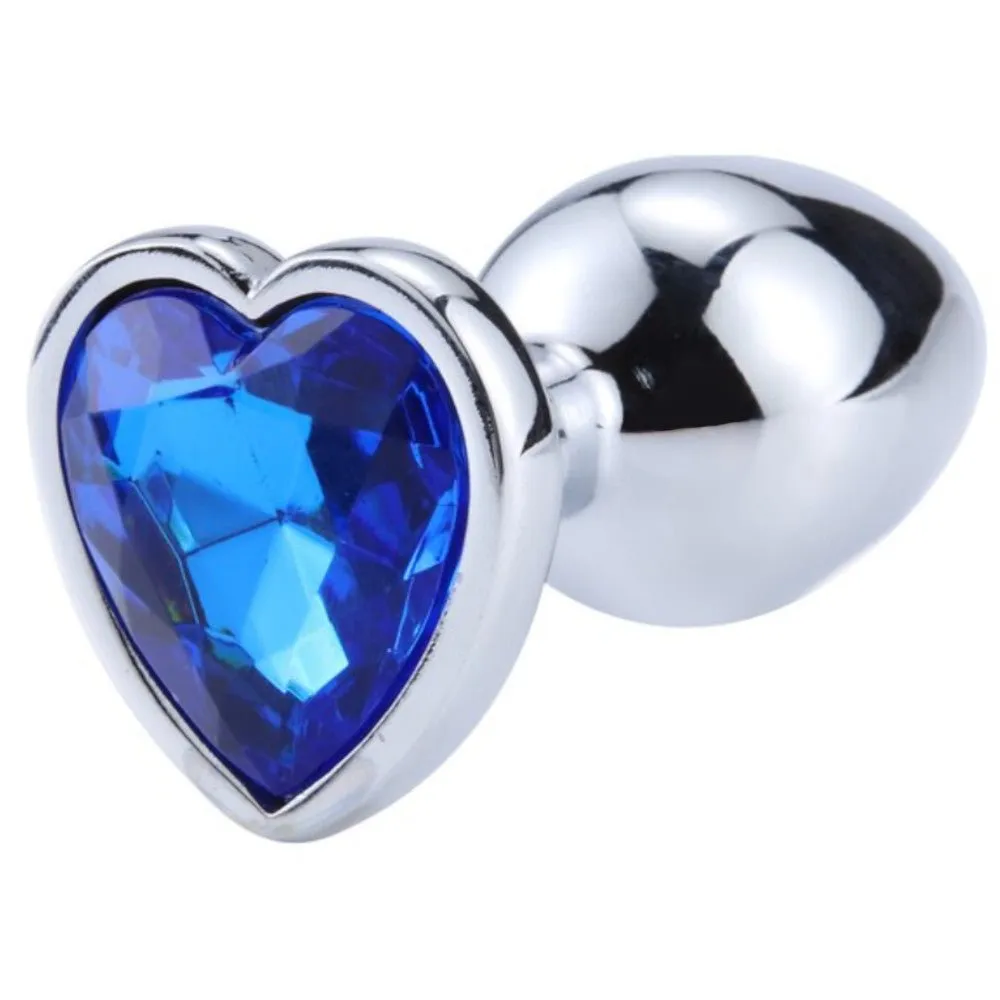 7 Colors Jeweled 3 Chrome-Plated Heart-Shaped Steel Plug