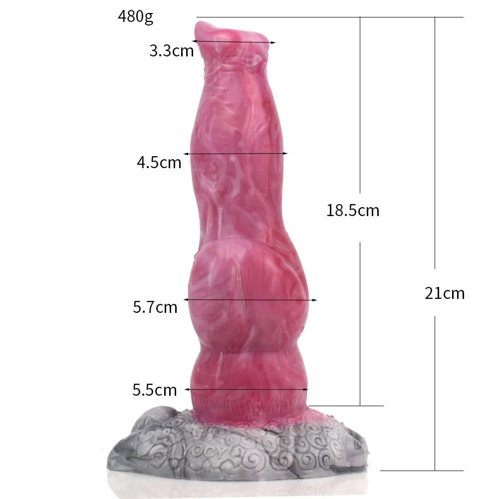 7.28 Inch Blood Flesh Silicone Dildo Dog Dick Simulation Animal Dildo