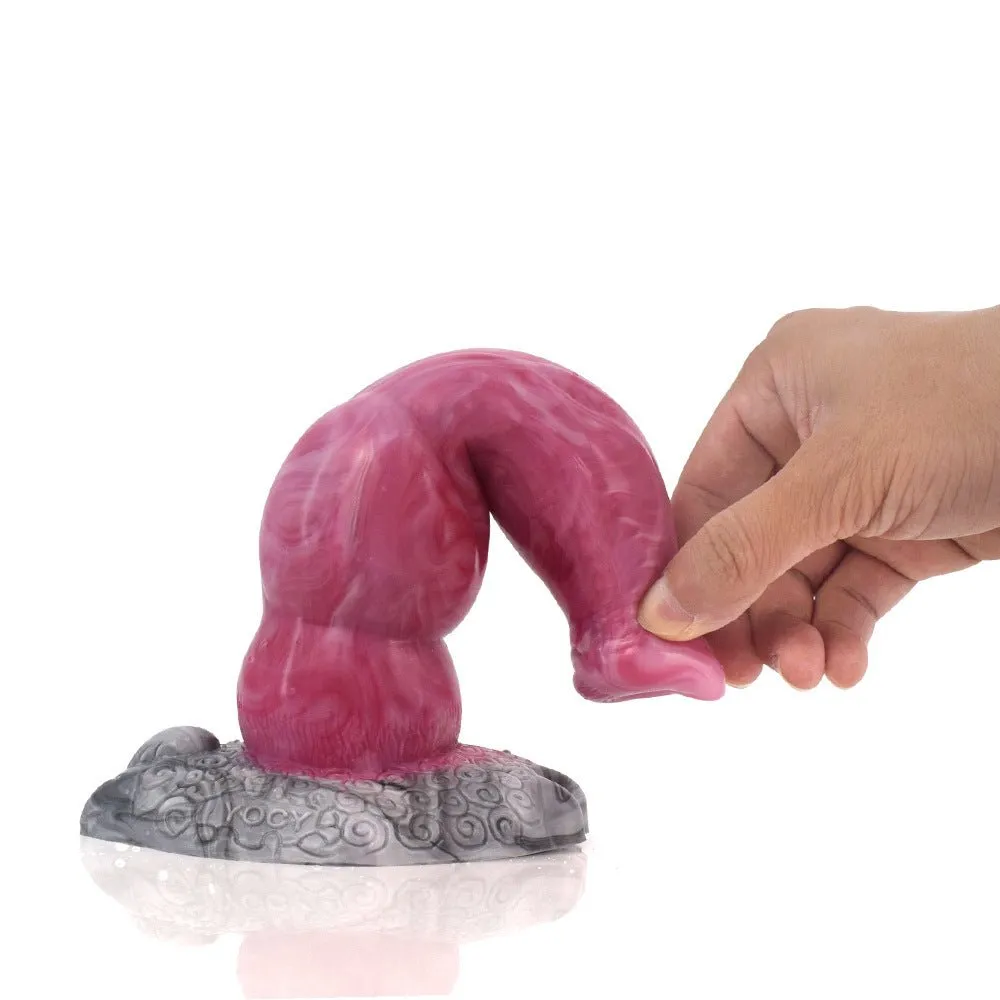 7.28 Inch Blood Flesh Silicone Dildo Dog Dick Simulation Animal Dildo