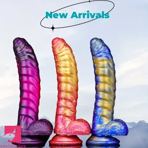 8.11in CATERPILLAR Gilded Mixed Color Creative Silicone Dildo SM Cock Toy
