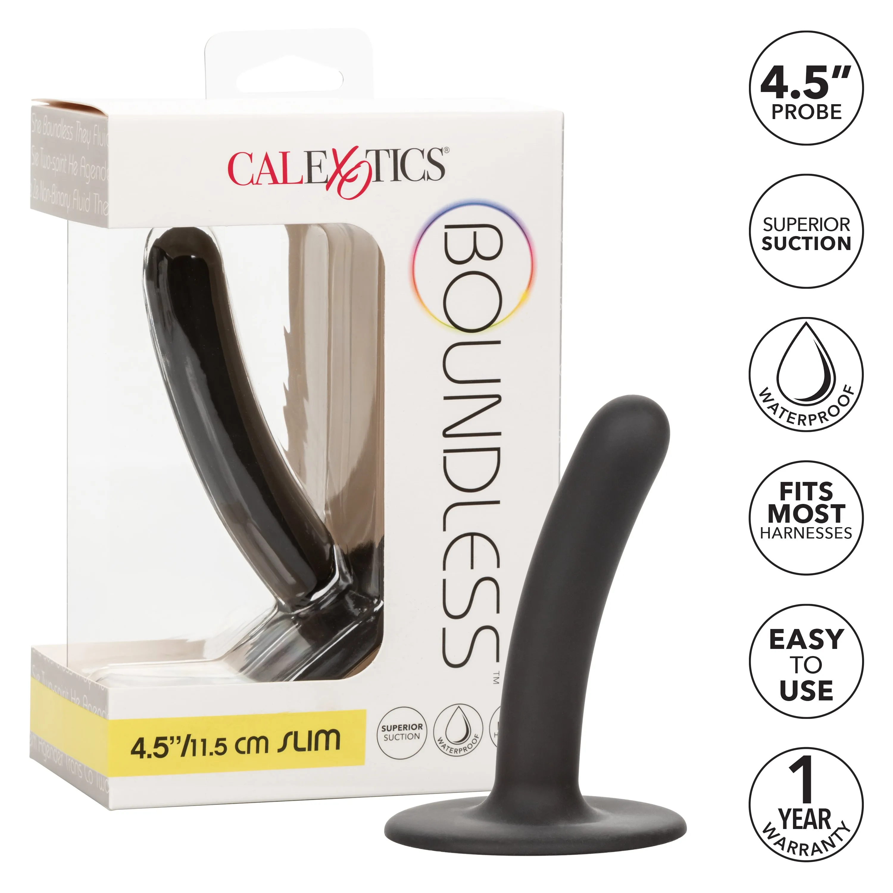 Boundless 4.5 Inch Slim Black Silicone Dildo