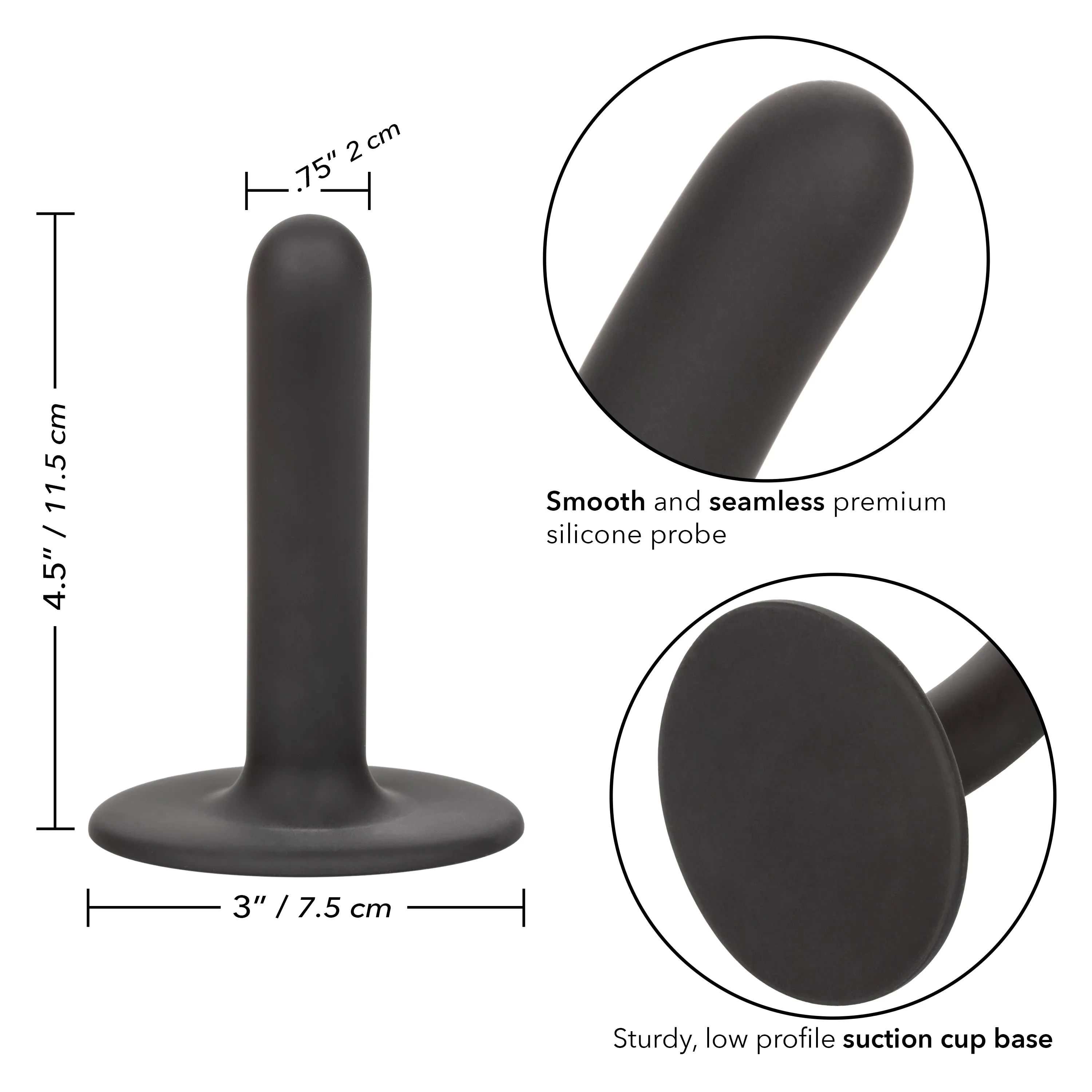 Boundless 4.5 Inch Slim Black Silicone Dildo