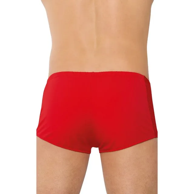 Boxeri sexy SOFTLINE Shorts 4515. lenjerie erotică pentru bărbați cu secțiune frontală din plasă. culoare roșu. mărime M