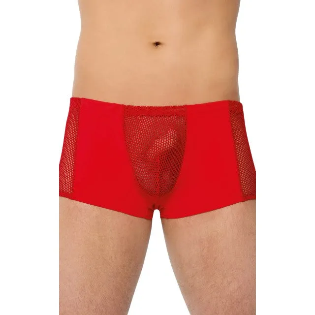 Boxeri sexy SOFTLINE Shorts 4515. lenjerie erotică pentru bărbați cu secțiune frontală din plasă. culoare roșu. mărime M
