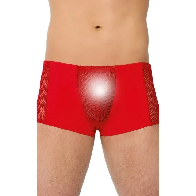 Boxeri sexy SOFTLINE Shorts 4515. lenjerie erotică pentru bărbați cu secțiune frontală din plasă. culoare roșu. mărime M