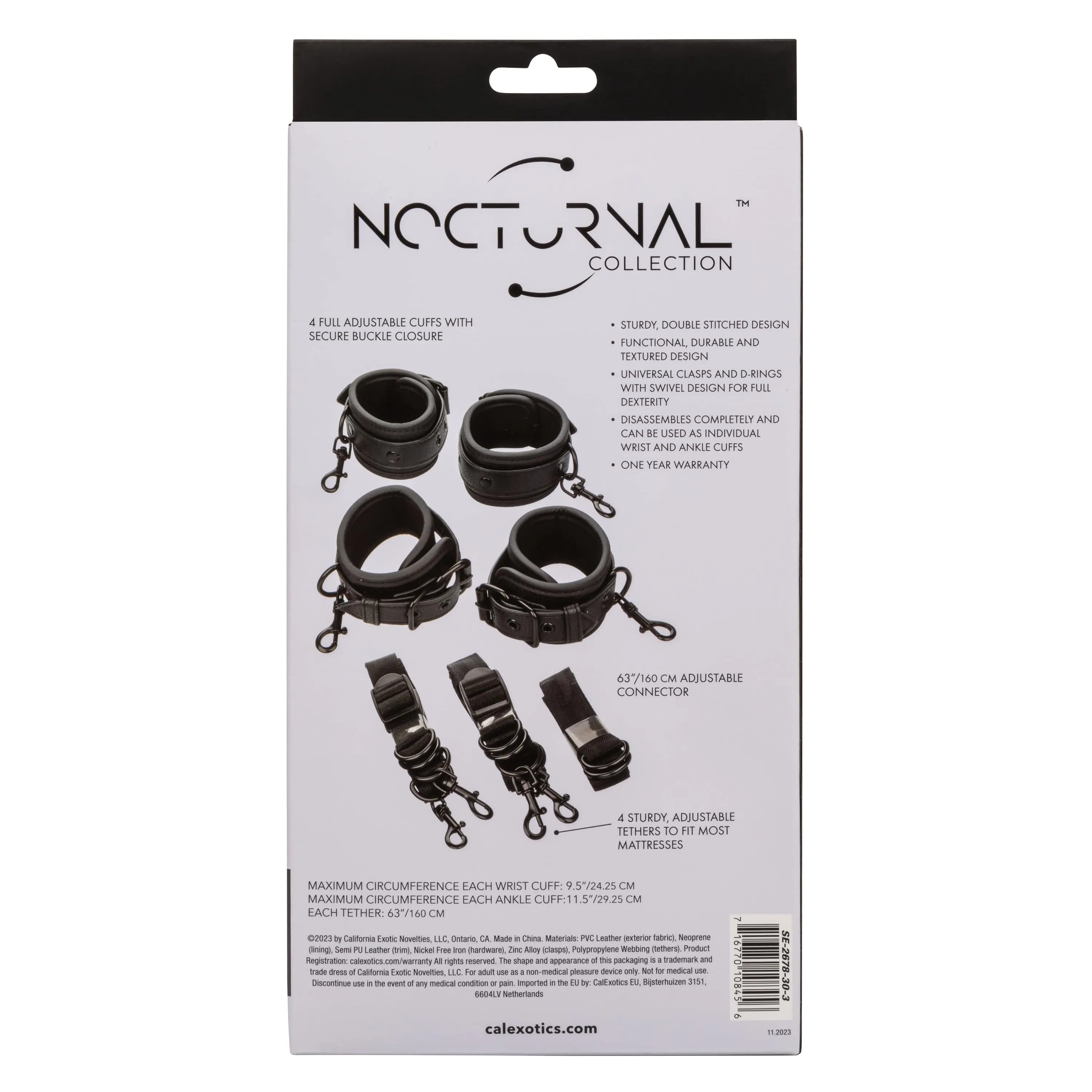 California Exotics - Nocturnal Collection Bed Restraints (Black)