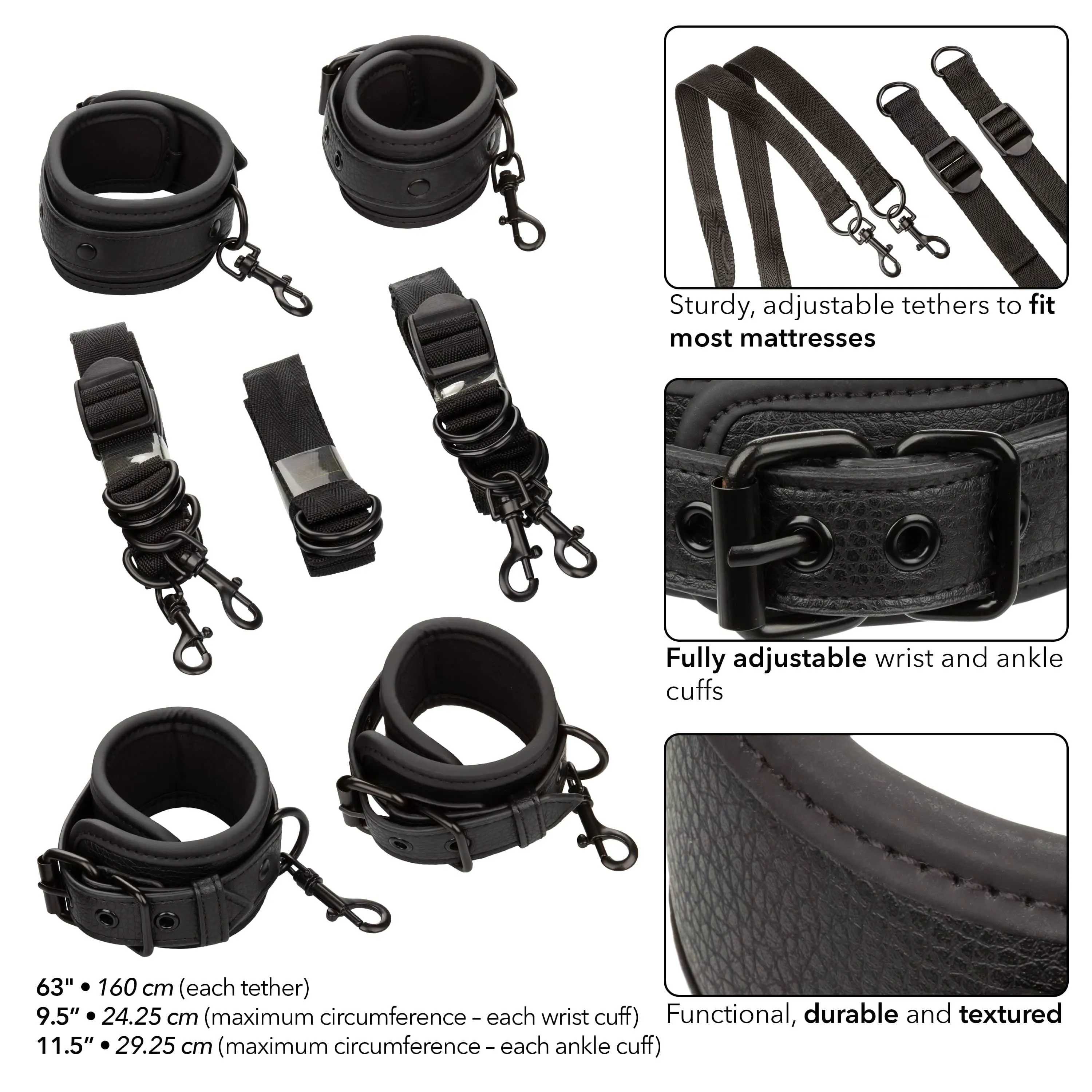 California Exotics - Nocturnal Collection Bed Restraints (Black)