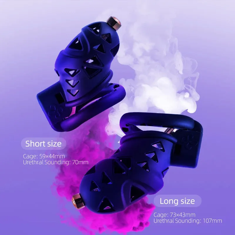 Chastity Cock Cage - 4 Penis Rings Dick Bondage Fetish Resin Male BDSM Toys