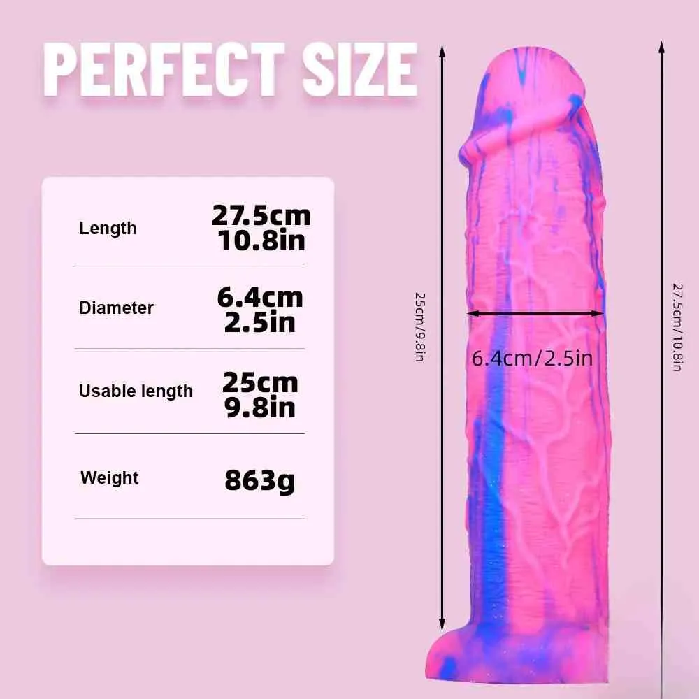 CheekyLeopard - 10.8in Huge Thick Colorful Penis Dildo For Women