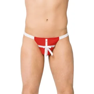 Chilot tanga bărbați SOFTLINE Thong 4439. lenjerie sexy cu design de cadou cu fundă. roșu și alb. mărime S/L