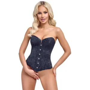 Corset sexy COTELLI PARTY Corsage. pentru jocuri erotice și roleplay. din material catifelat cu broderie florală. culoare negru. mărime M