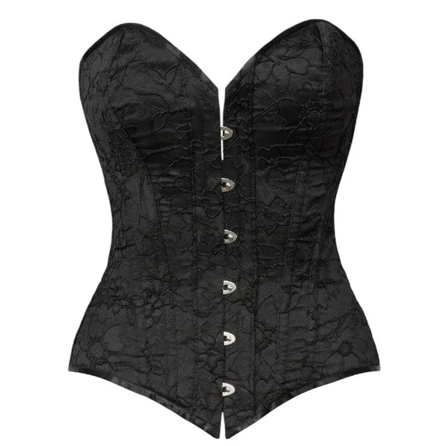 Corset sexy COTELLI PARTY Corsage. pentru jocuri erotice și roleplay. din material catifelat cu broderie florală. culoare negru. mărime M