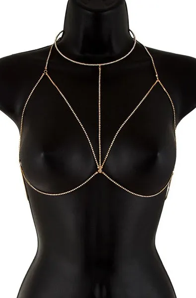 Crystal Linked Body Chain Bra