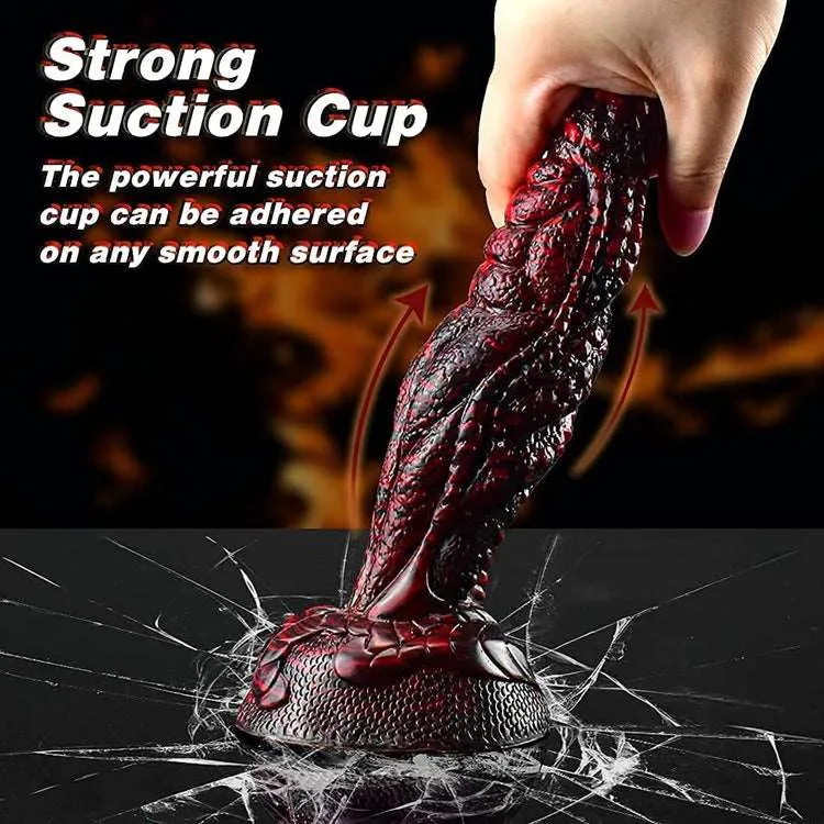 Domlust Volcanic Realistic Dildos. Huge Anal Dildo with Strong Sucker. Red-Black