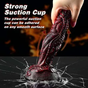 Domlust Volcanic Realistic Dildos. Huge Anal Dildo with Strong Sucker. Red-Black
