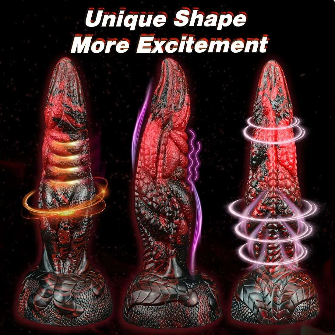 Domlust Volcanic Realistic Dildos. Huge Anal Dildo with Strong Sucker. Red-Black
