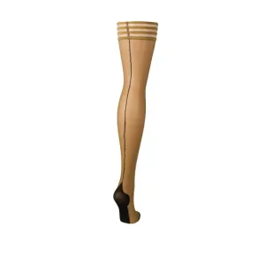 Dresuri sexy KIX'IES RUBY. cu cusătură pe spate și benzi anti-alunecare. culoarea pielii. mărime B (M-L) (model 1318B)