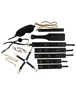 Edonista Beatrix Black & Gold 13pc Bondage Set