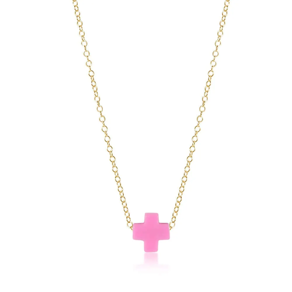 ENewton 16 Bright Pink Gold Signature Cross Necklace
