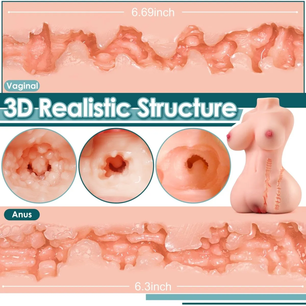 Eve: 14.3lb Sohimi TPE Torso Sex Doll  Half Body Two Tunnel Sex Doll