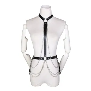 Faux Leather and Chain Harness Top