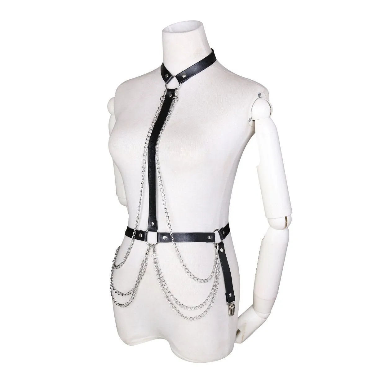 Faux Leather and Chain Harness Top