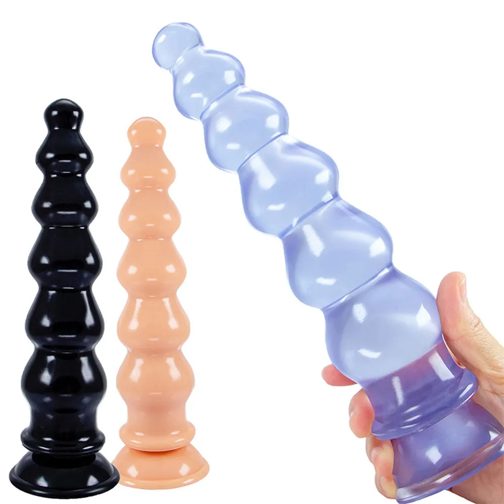 Giant Anal Beads Silicone Dildos - Soft Huge Dildo Butt Plug with Big Suction Cup