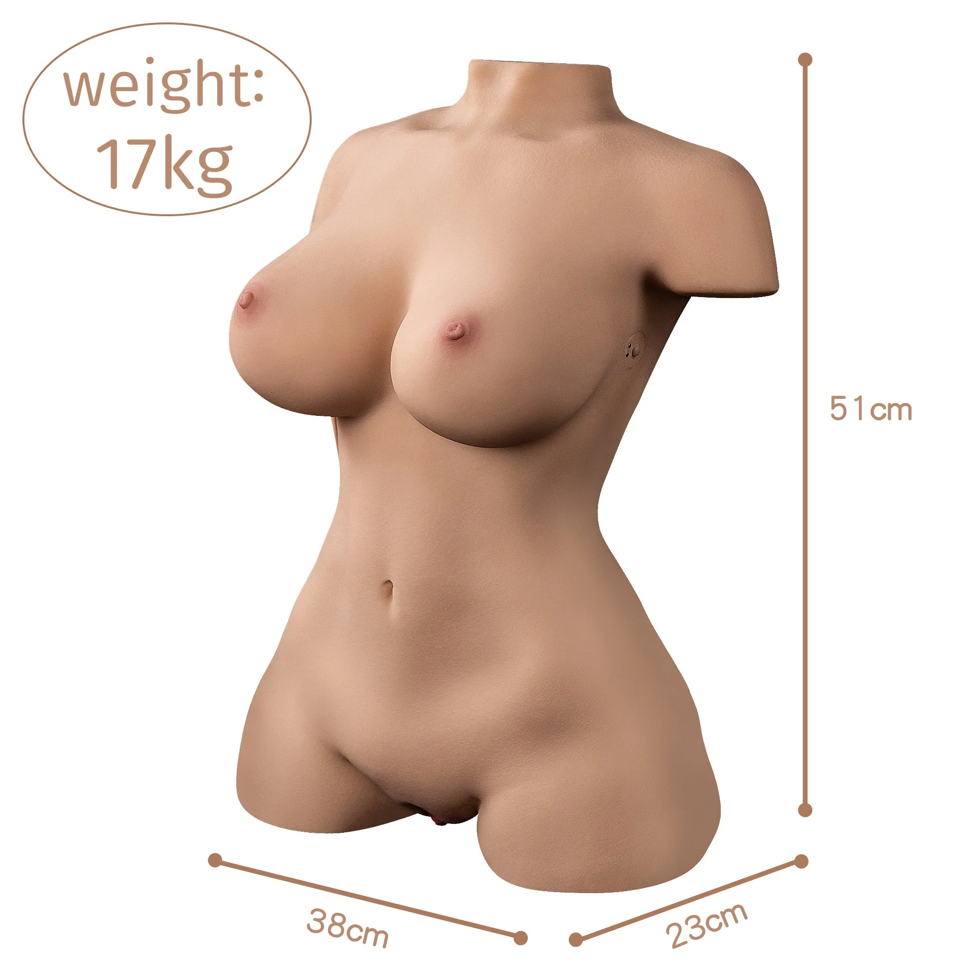 Ginger: 37.47lb Realistic Sucking Vibrating Sex Doll Torso