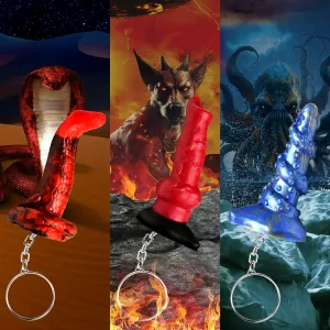 Hell-hound. Lord Kraken. & King Cobra Silicone Keychain Set