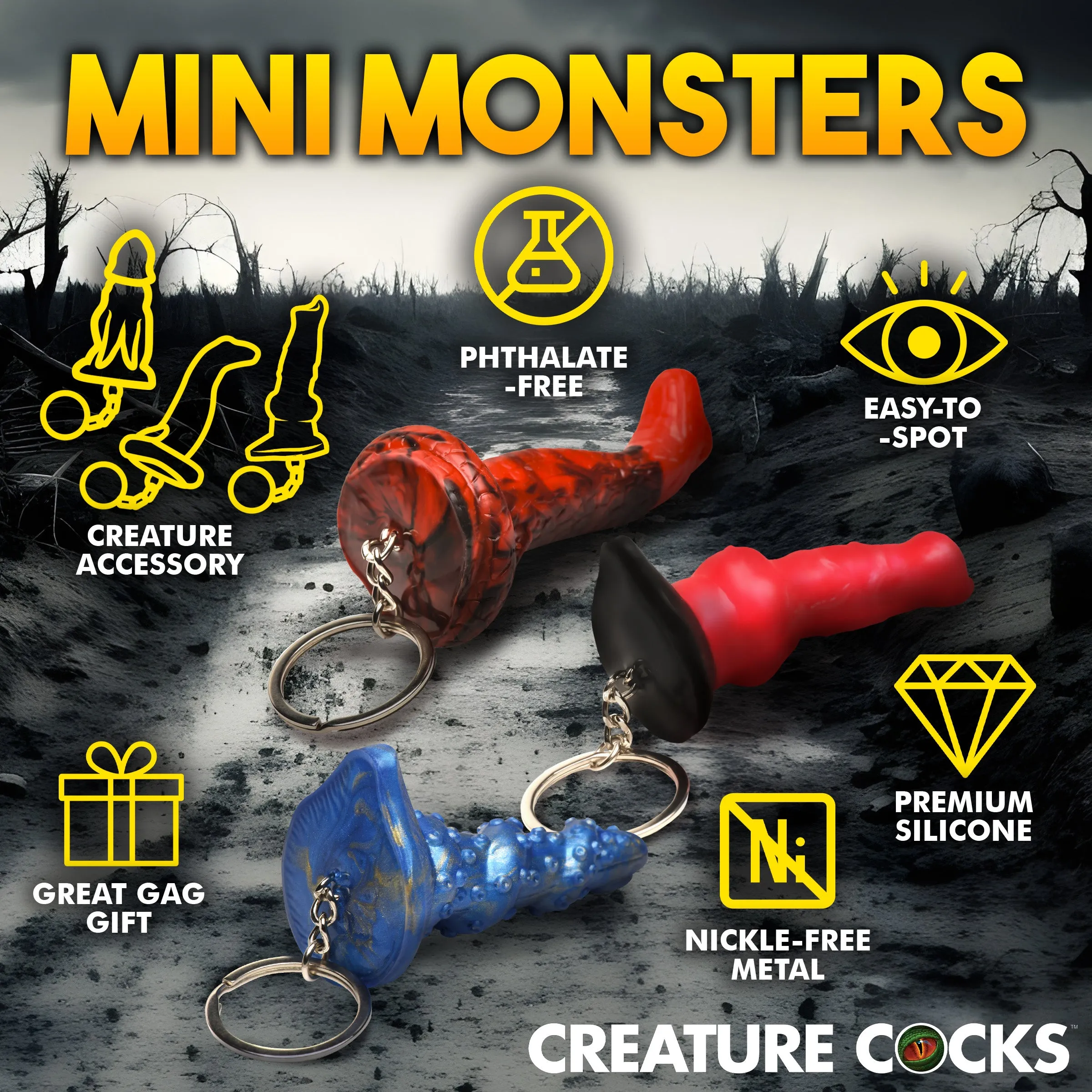 Hell-hound. Lord Kraken. & King Cobra Silicone Keychain Set